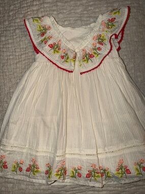 Toddler Dress with Strawberry Embroidery